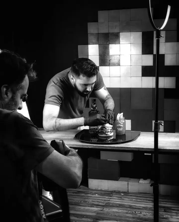 Behind the scenes of a restaurant food photoshoot